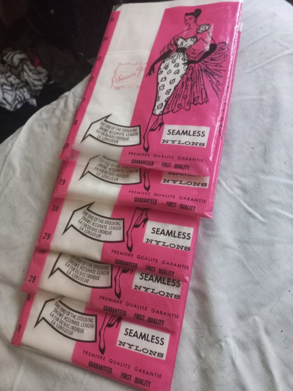 NOS vintage white no seam stockings 5 pairs